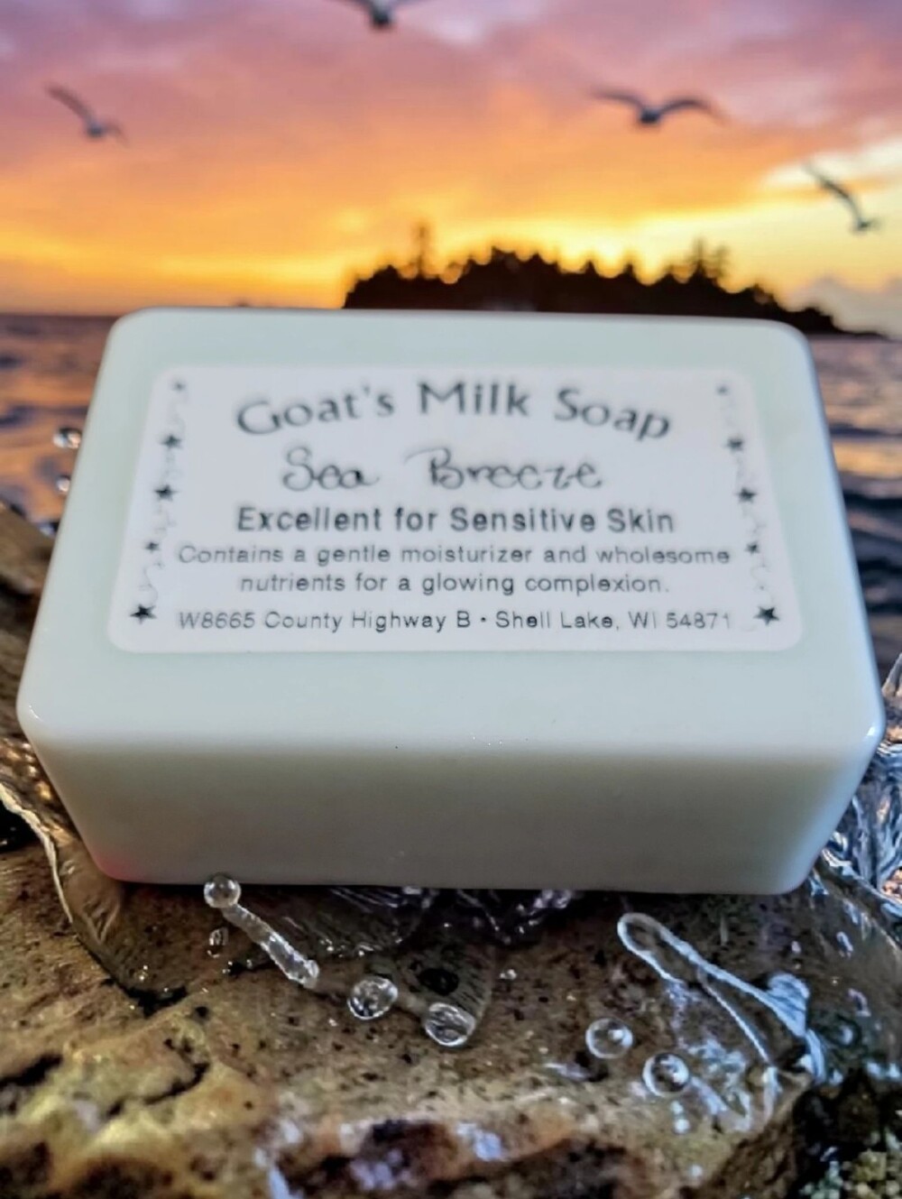 Home-made Amish Goat's Milk Soap Bar "Sea Breeze" Borntregers